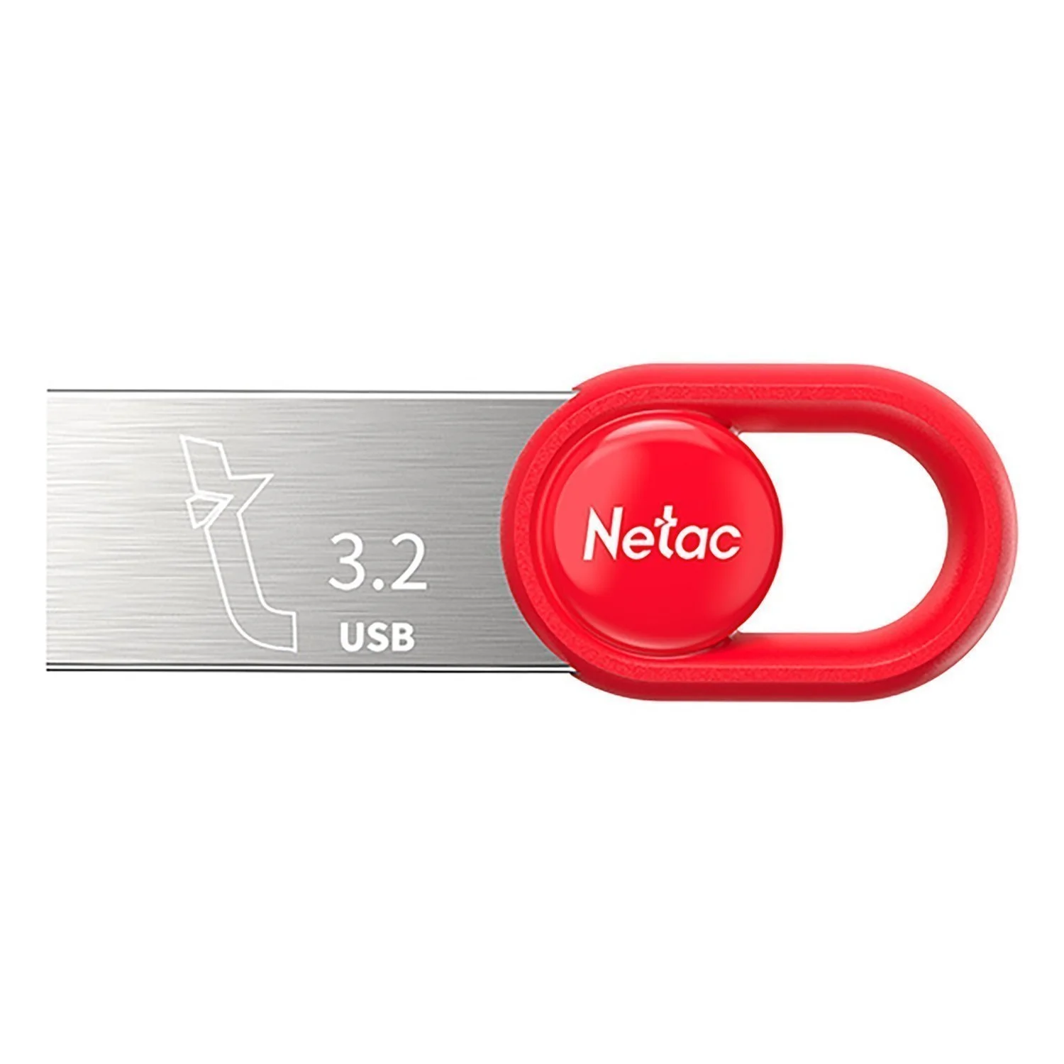 Флешка USB Netac UM2 (NT03UM2N-128G-32RE), 128Gb, USB 3.0, R/W 130/50, серебристый/красный