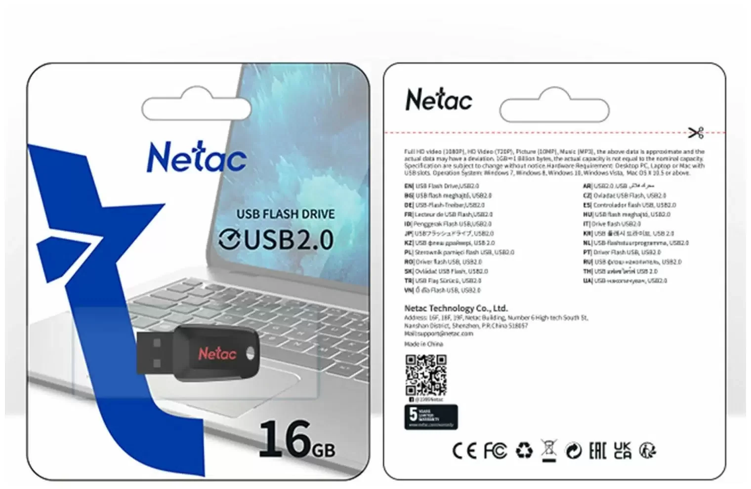 Флешка USB Netac UM81 (NT03UM81N-064G-20BK), 64Gb, USB 2.0, R/W 30/10, черный/красный
