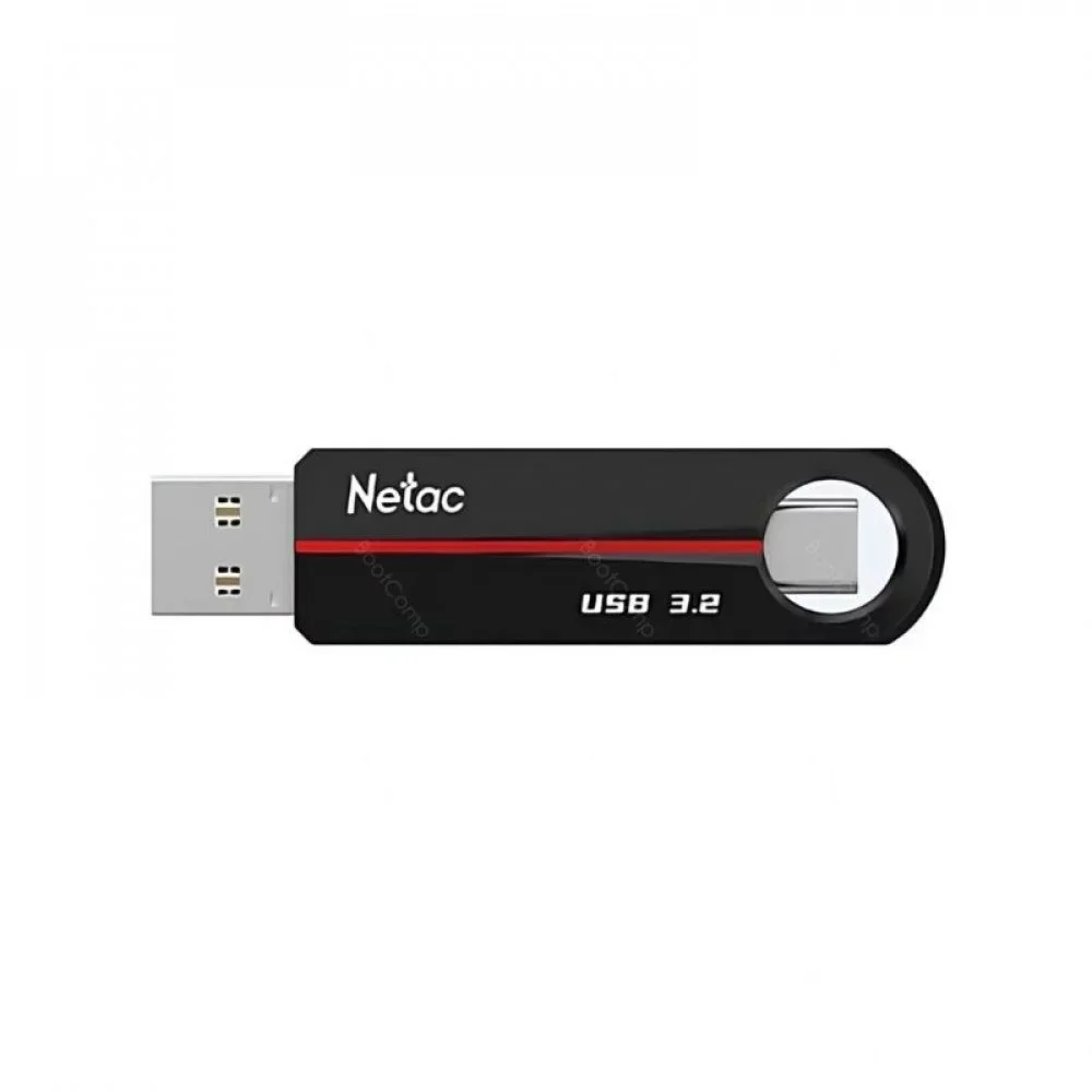 Флешка USB Netac US18 (NT03US18C-032G-32BK), 32Gb, USB3.2/TypeC, R/W 200/100, черный/красный