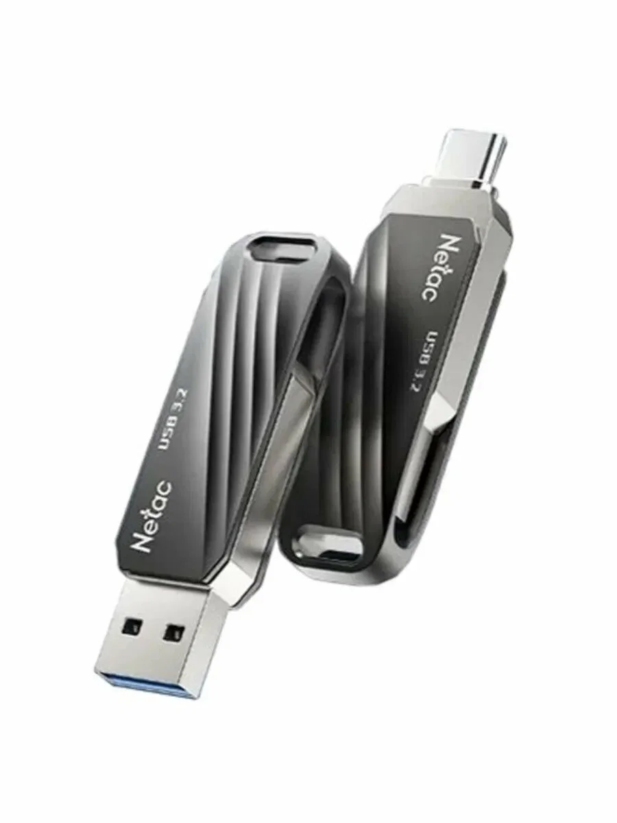 Флешка USB Netac US18 (NT03US18C-064G-32BK), 64Gb, USB 3.2/TypeC, R/W 200/100, черный/красный