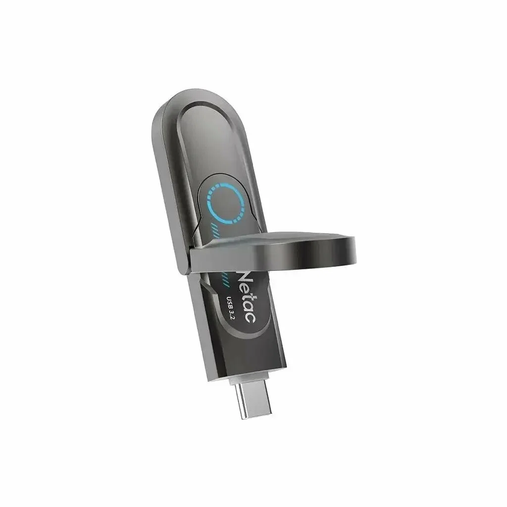 Флешка USB Netac US9 (NT03US9C-512G-32TA), 512Gb, USB 3.2 Gen2 Type-A/USB Type-C, R/W 1000/900, серебристый