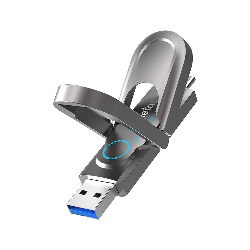 Флешка USB Netac US9 (NT03US9C-512G-32TA), 512Gb, USB 3.2 Gen2 Type-A/USB Type-C, R/W 1000/900, серебристый