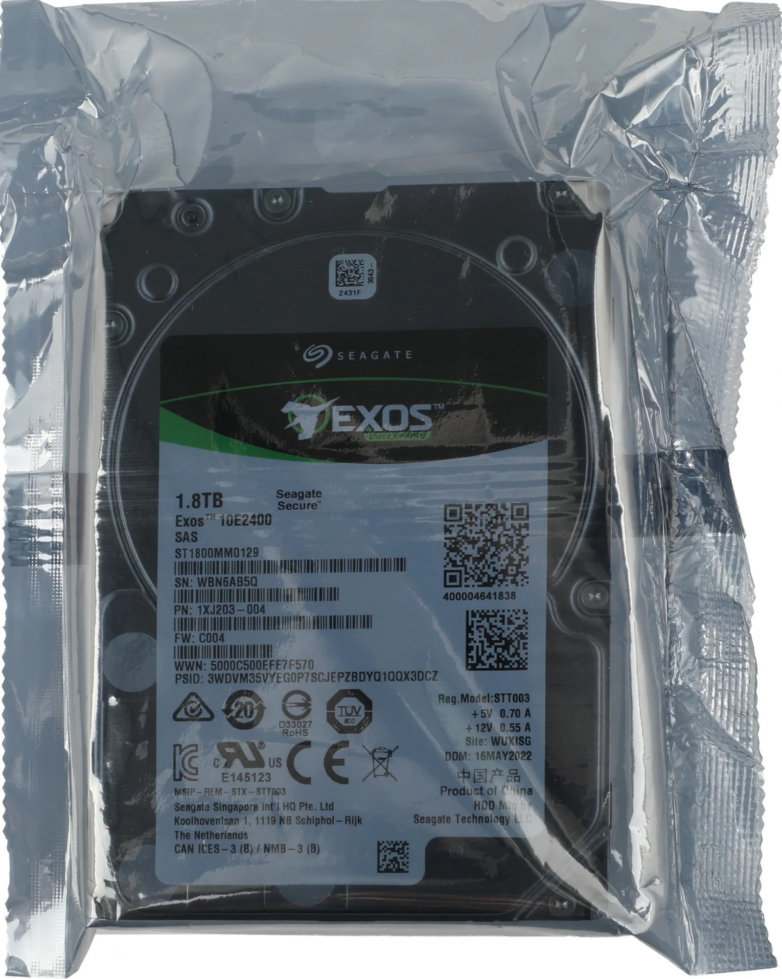 Жесткий диск Seagate SAS 3.0 1800GB ST1800MM0129 Exos 4KN (10000rpm) 256Mb 2.5"
