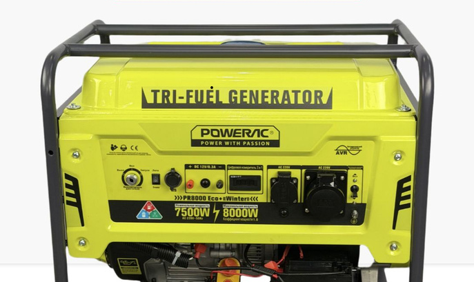 Генератор ГИБРИД (пропан/бенз) Powerac PR8000Eco 8 кВт, 1 фаза, эл.стартер (PR8500H2E-LPG-ATS)