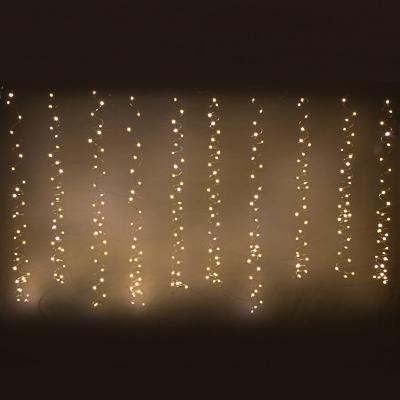 VETTA СНОУ БУМ Гирлянда эл. занавес нить 300 LED, 3х3м, 10 нитей, шампань, пост. свечение,медь, 220В