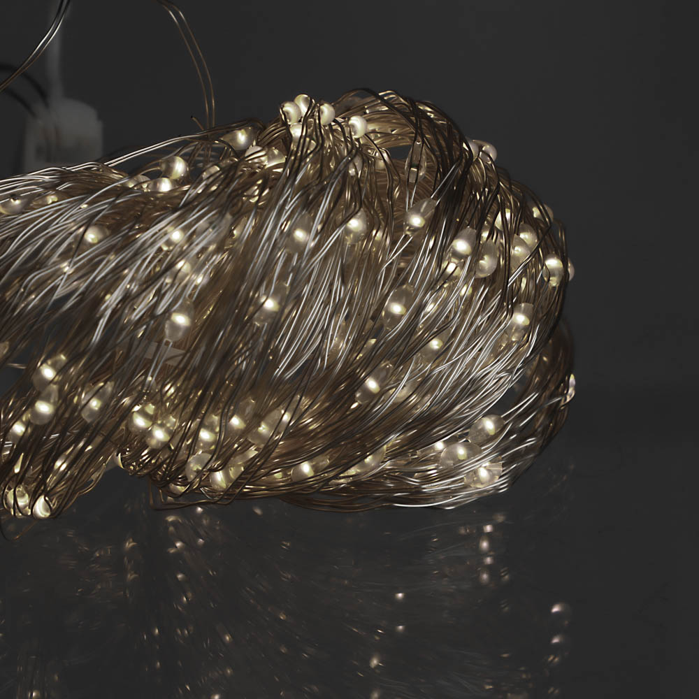 VETTA СНОУ БУМ Гирлянда эл. занавес нить 300 LED, 3х3м, 10 нитей, шампань, пост. свечение,медь, 220В