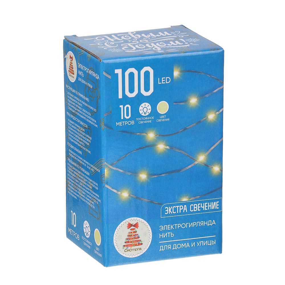 VETTA СНОУ БУМ Гирлянда эл. нить"Созвездие Ориона" 10м,100LED Extra*шампань, пост.свеч, ПВХ прозр, 2