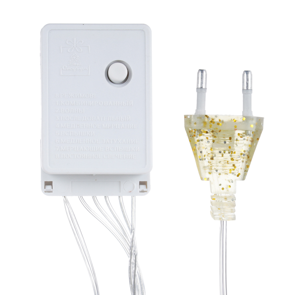 VETTA СНОУ БУМ Гирлянда эл. сеть водопад 144LED,1,6x1,6м, белый/шампань, 8 реж, ПВХ прозр.,220В