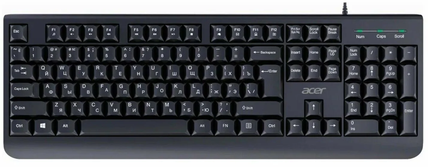 Комплект клавиатура+мышь Acer OCC401 беспроводной, USB, 1600 DPI, чёрный