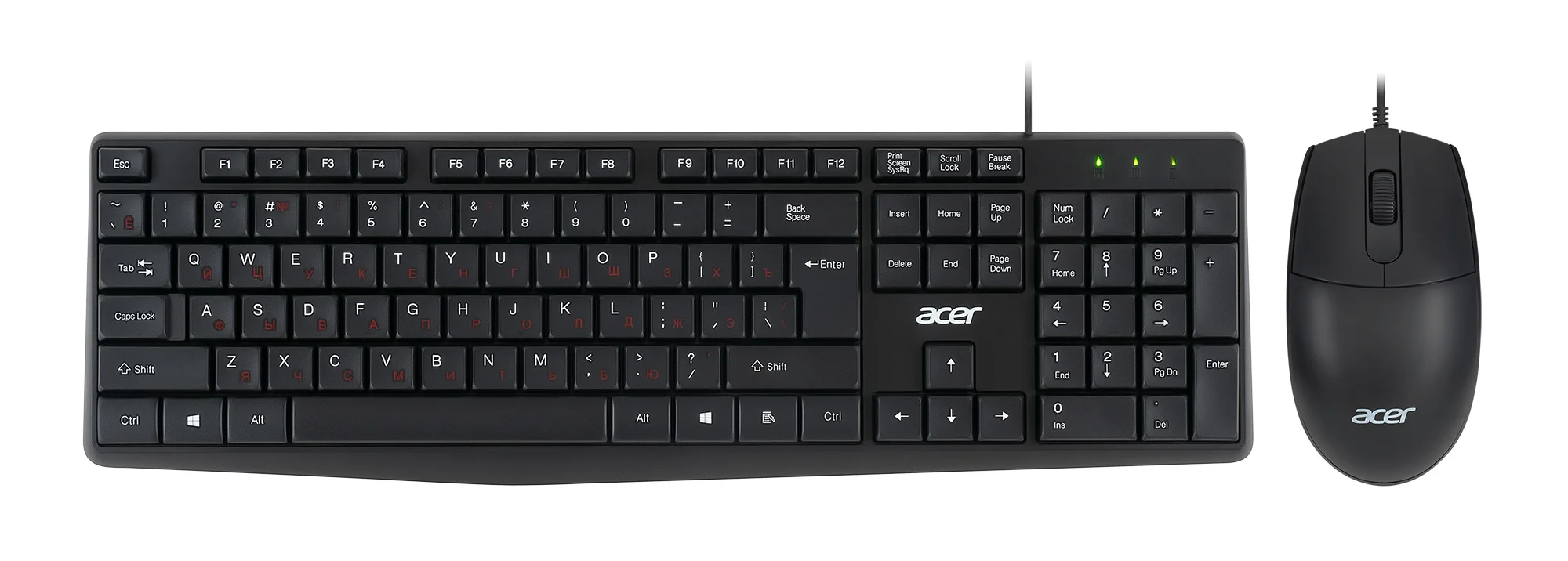 Комплект клавиатура+мышь Acer OCC501 проводной, USB, 1200 DPI, черный