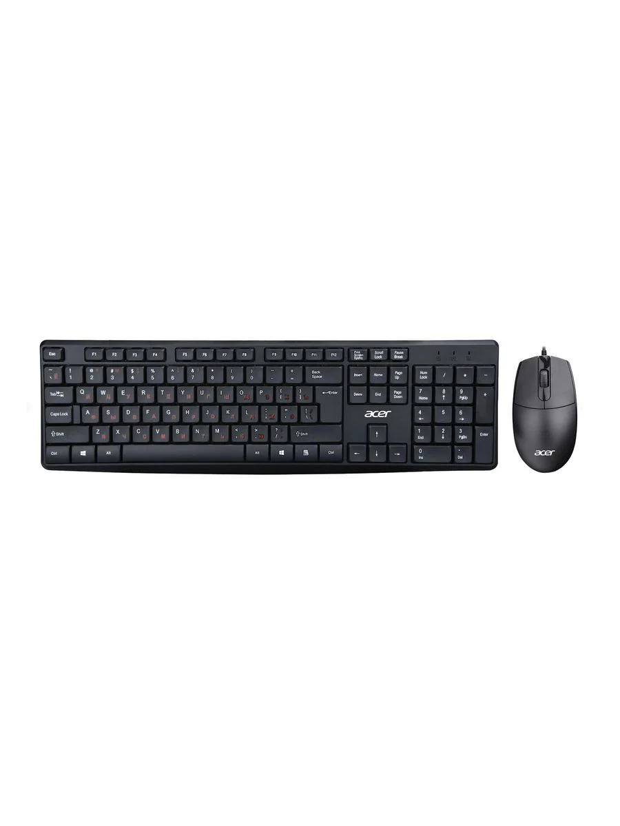 Комплект клавиатура+мышь Acer OMW141 проводной, USB, 1200 DPI, чёрный
