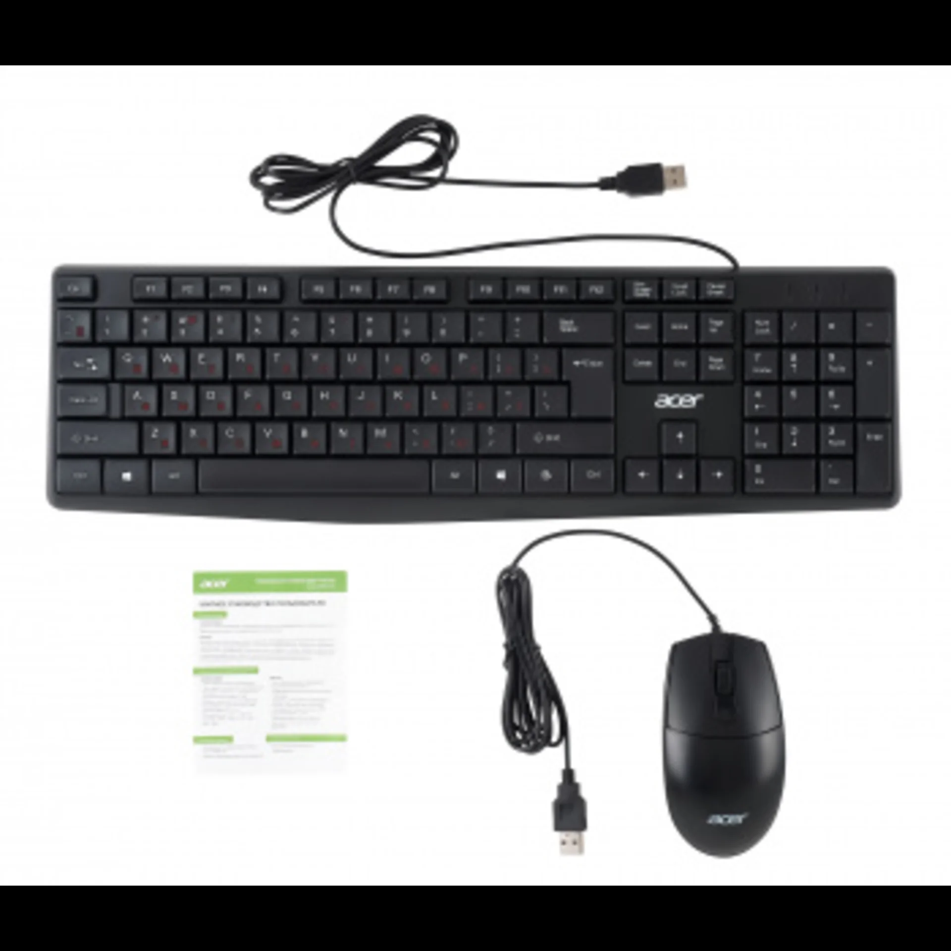 Комплект клавиатура+мышь Acer OMW141 проводной, USB, 1200 DPI, чёрный