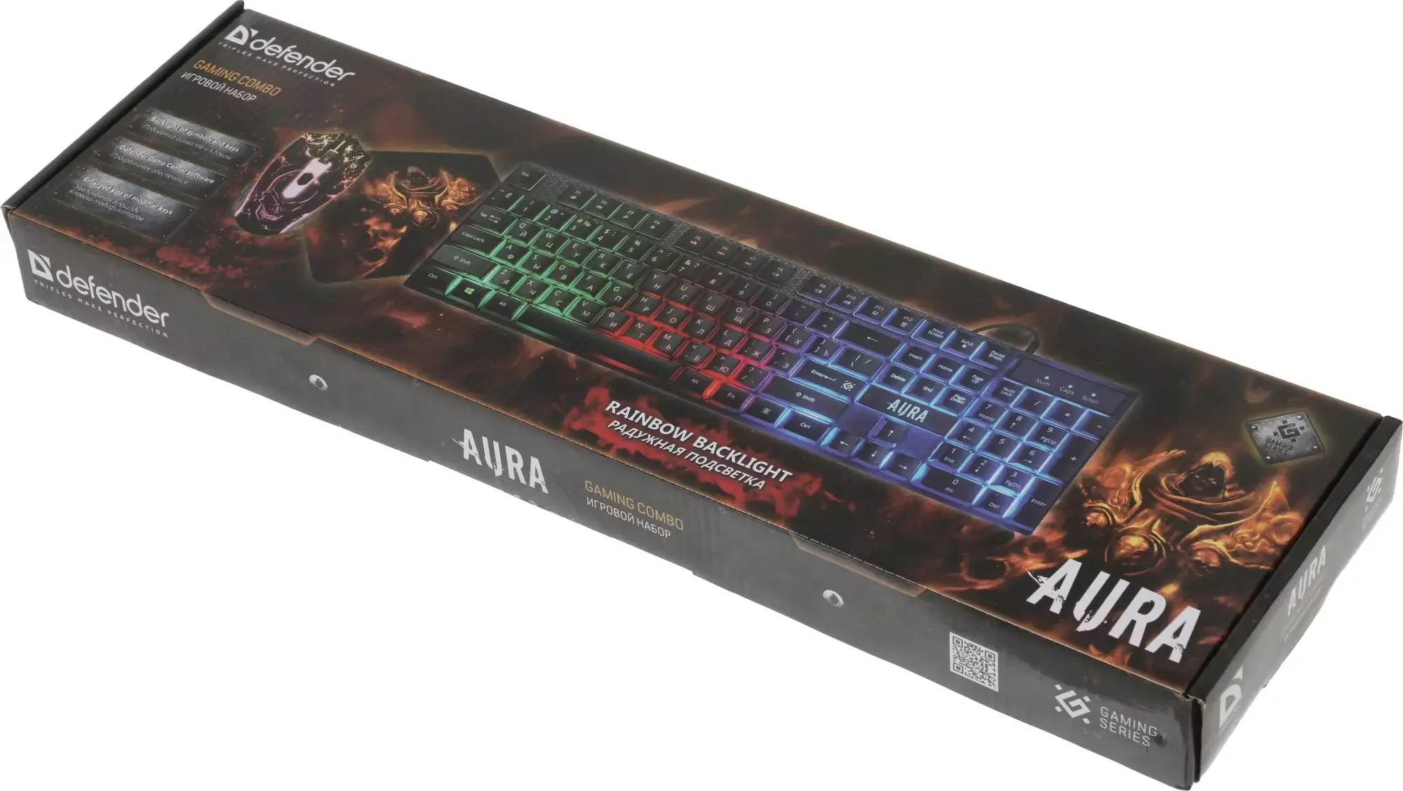 Комплект клавиатура+мышь Defender Aura MKP-117 проводной, USB, 2400 DPI, черный