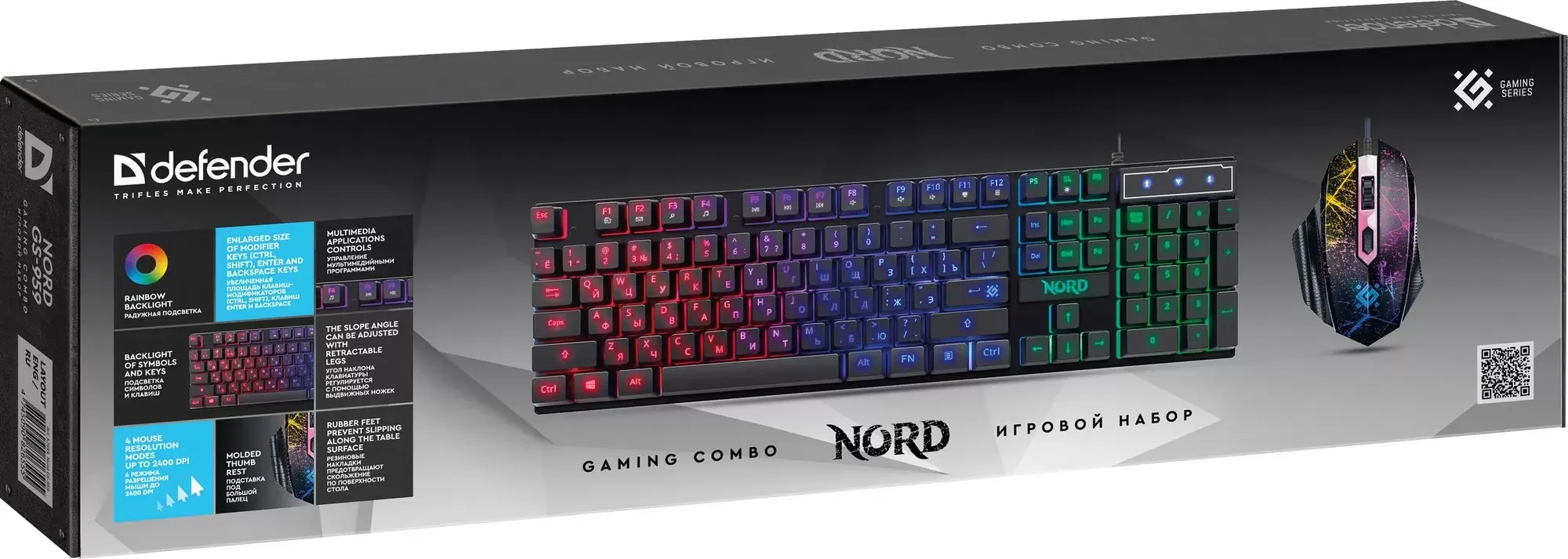 Комплект клавиатура+мышь Defender Nord GS-959 проводной, USB, 2400 DPI, чёрный