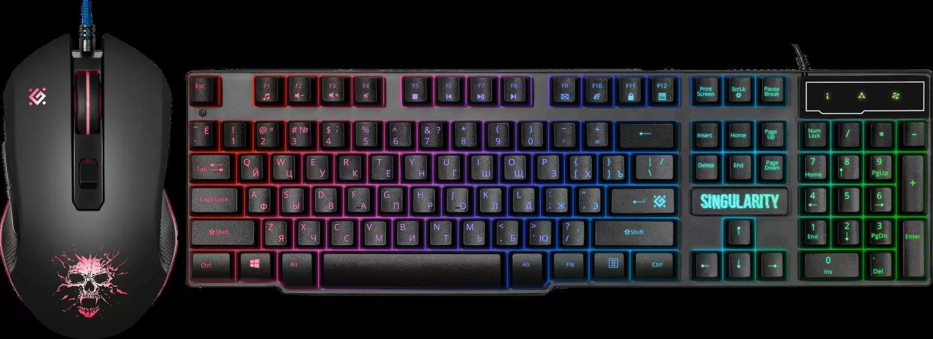 Комплект клавиатура+мышь Defender Singularity MKP-118 проводной, USB, 3200 DPI, чёрный