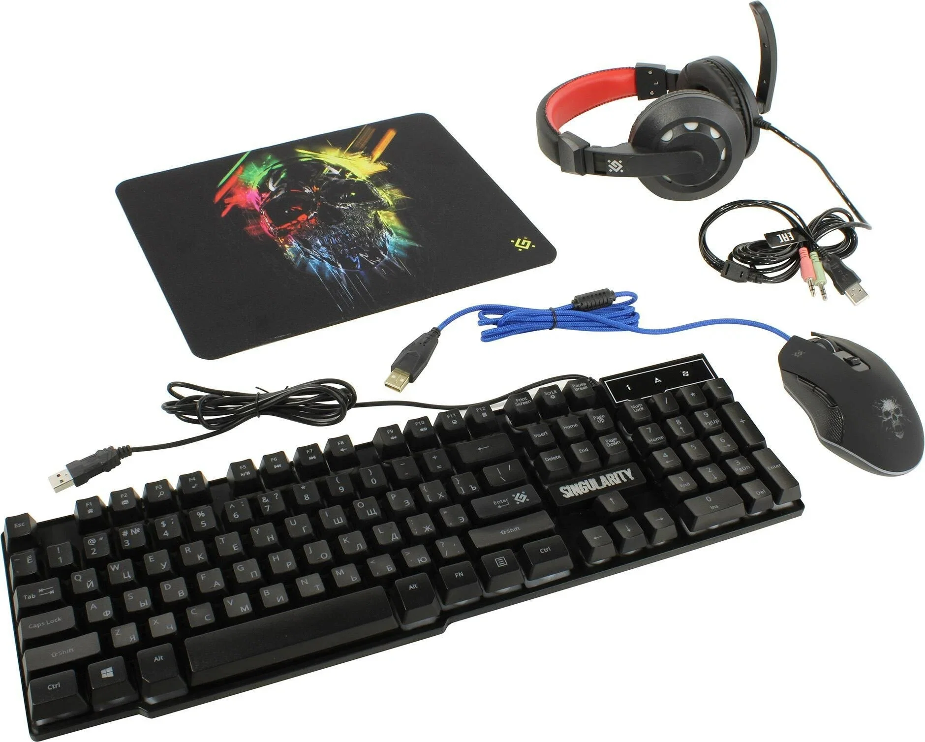 Комплект клавиатура+мышь Defender Singularity MKP-118 проводной, USB, 3200 DPI, чёрный