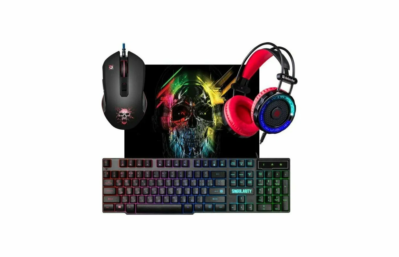 Комплект клавиатура+мышь Defender Singularity MKP-118 проводной, USB, 3200 DPI, чёрный