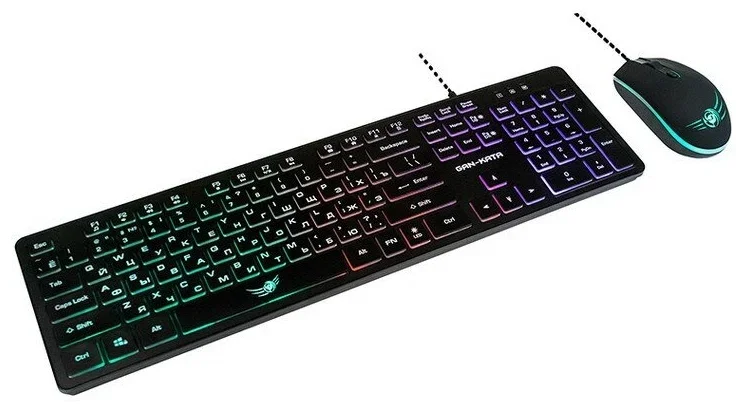 Комплект клавиатура+мышь Dialog Gan-Kata KMGK-1707U проводной, USB, 1600 DPI, чёрный