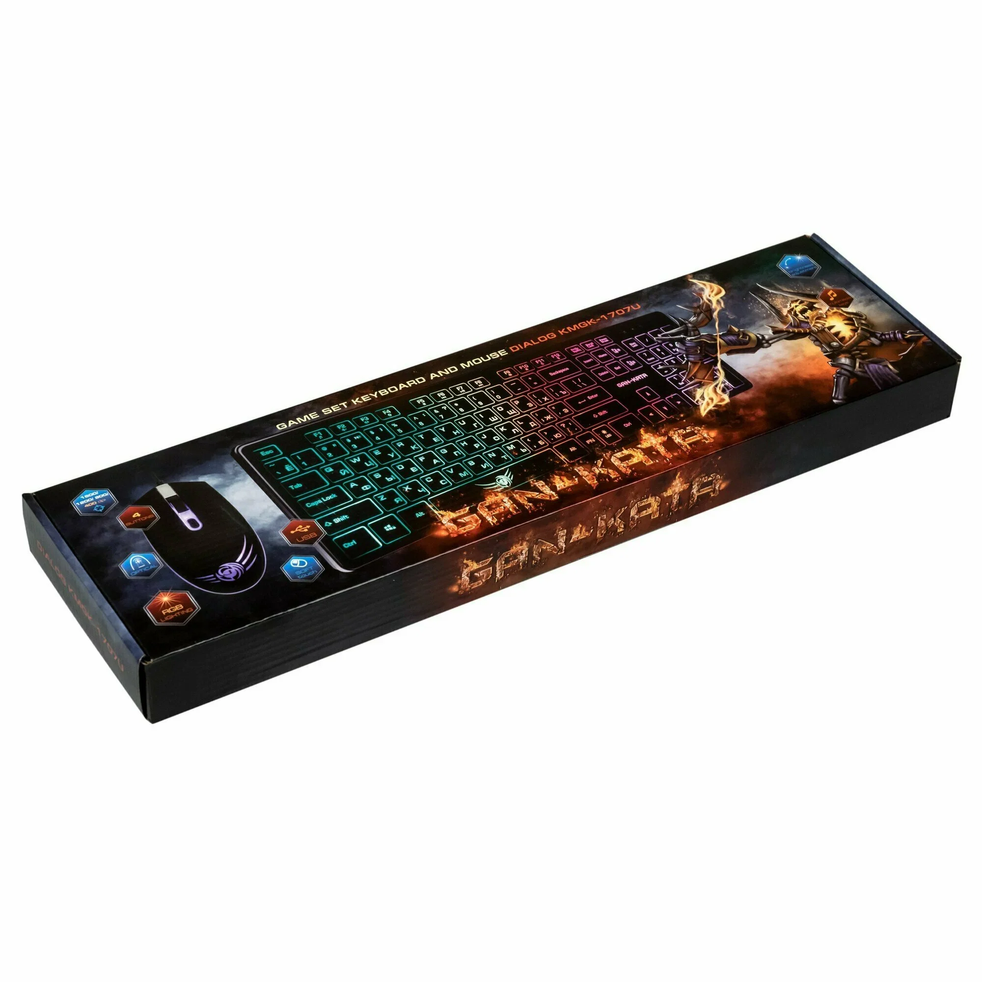 Комплект клавиатура+мышь Dialog Gan-Kata KMGK-1707U проводной, USB, 1600 DPI, чёрный