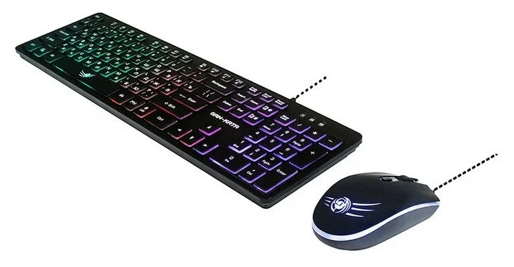 Комплект клавиатура+мышь Dialog Gan-Kata KMGK-1707U проводной, USB, 1600 DPI, чёрный