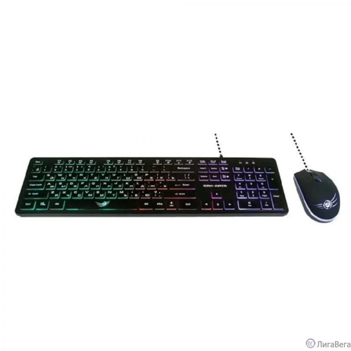 Комплект клавиатура+мышь Dialog Gan-Kata KMGK-1707U проводной, USB, 1600 DPI, чёрный