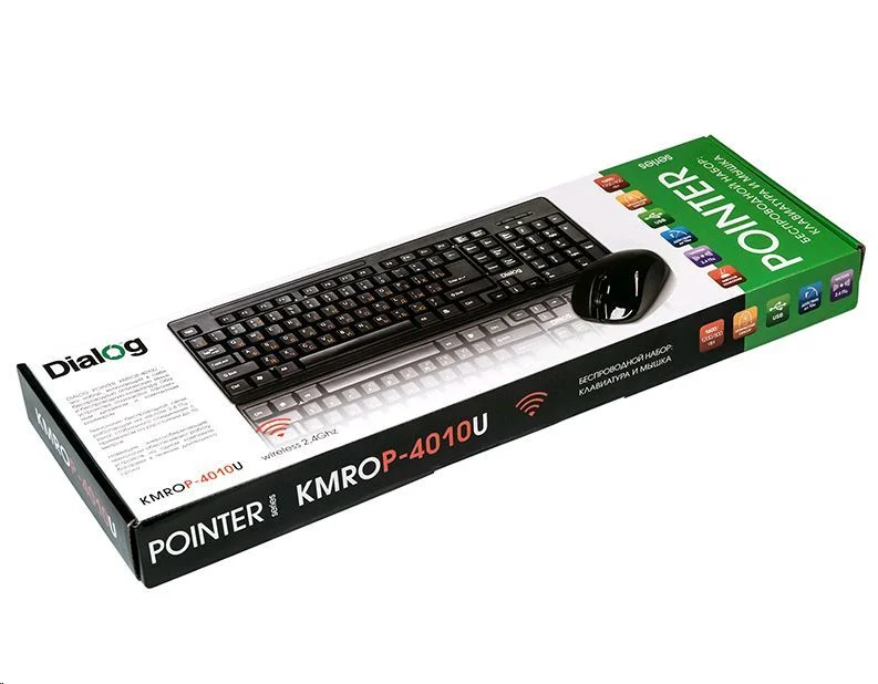 Комплект клавиатура+мышь Dialog KMROP-4010U беспроводной, USB, 1600 DPI, чёрный
