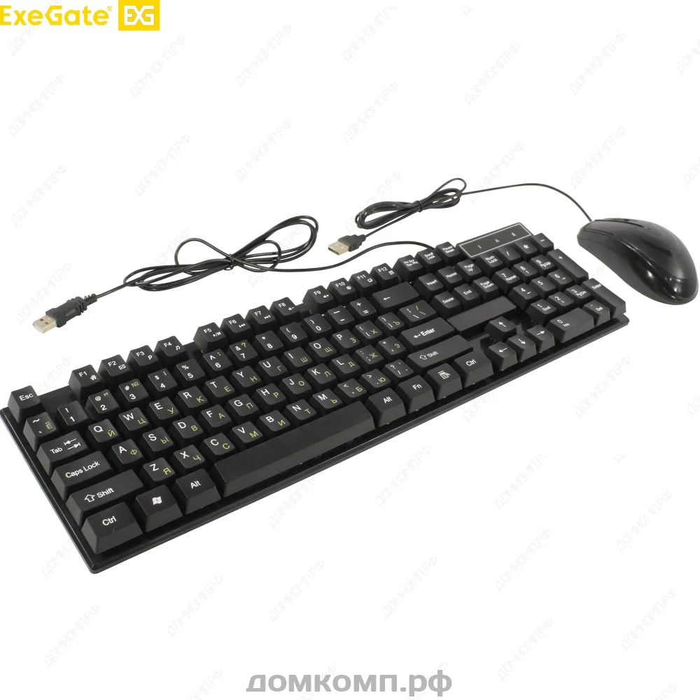 Комплект клавиатура+мышь ExeGate MK110-OEM проводной, USB, 1000 DPI, чёрный