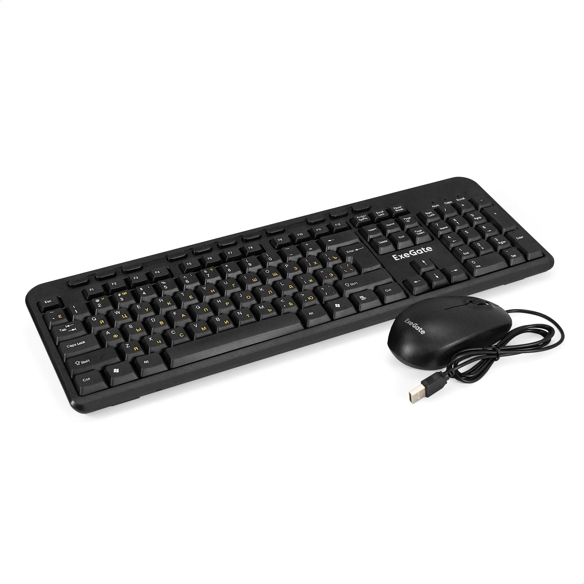 Комплект клавиатура+мышь ExeGate MK150 проводной, USB, 1200 DPI, чёрный