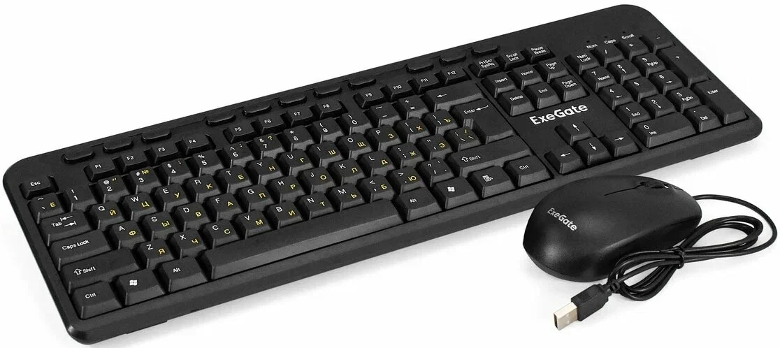 Комплект клавиатура+мышь ExeGate MK150 проводной, USB, 1200 DPI, чёрный