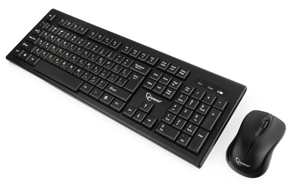 Комплект клавиатура+мышь Gembird KBS-8002 беспроводной, USB, 1000 DPI, чёрный