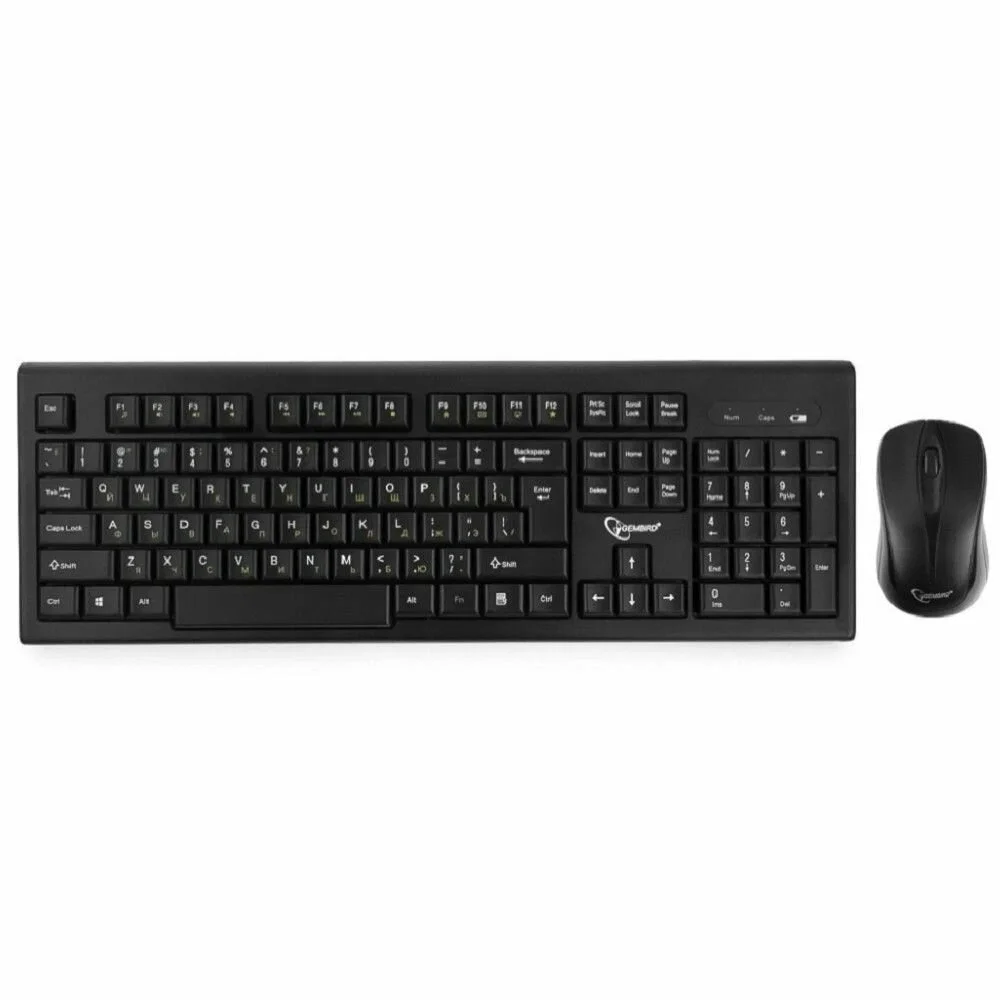 Комплект клавиатура+мышь Gembird KBS-8002 беспроводной, USB, 1000 DPI, чёрный