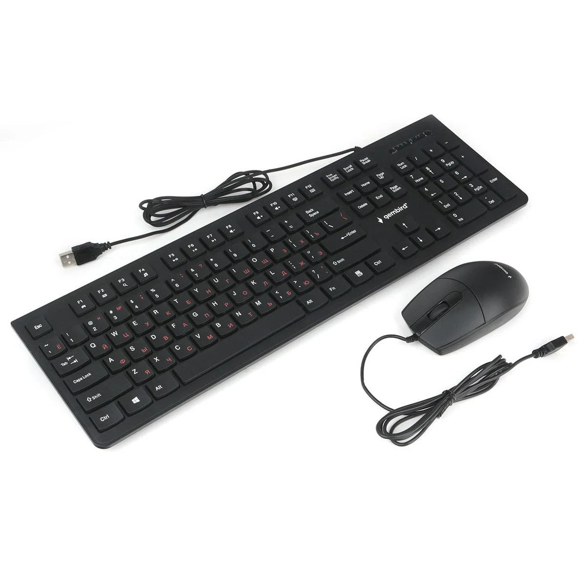 Комплект клавиатура+мышь Gembird KBS-9050L проводной, USB, 1000 DPI, чёрный