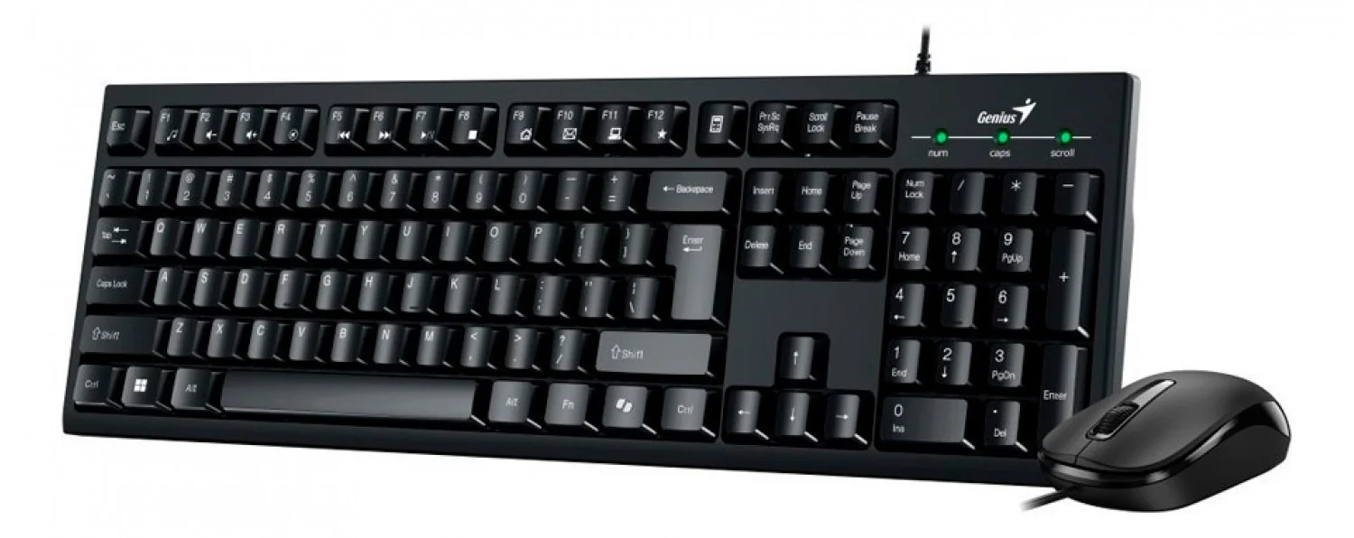 Комплект клавиатура+мышь Genius KM-100SE проводной, USB, 1200 DPI, чёрный