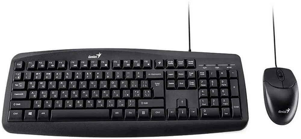 Комплект клавиатура+мышь Genius KM-123 проводной, USB, 1200 DPI, черный