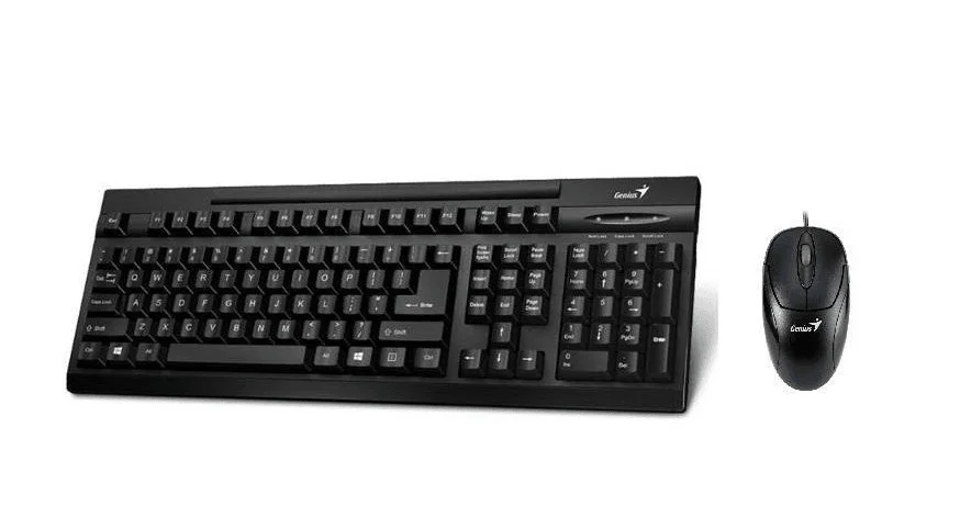 Комплект клавиатура+мышь Genius KM-123 проводной, USB, 1200 DPI, черный