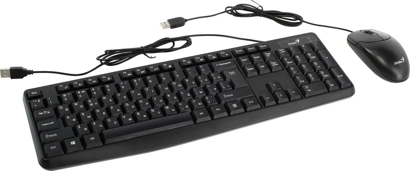 Комплект клавиатура+мышь Genius KM-170 проводной, USB, 1000 DPI, чёрный