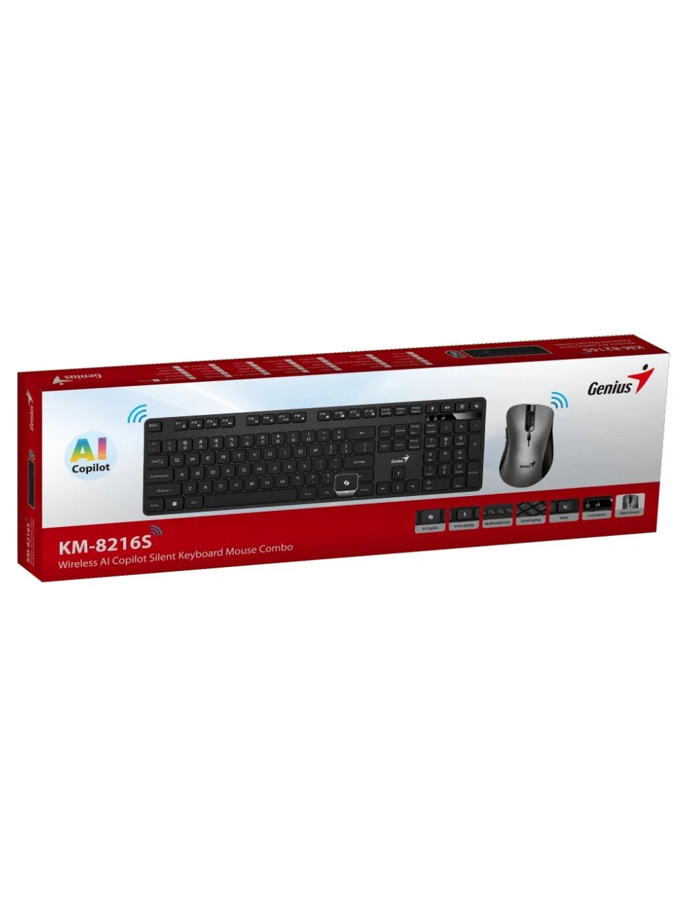 Комплект клавиатура+мышь Genius KM-8216S беспроводной, Bluetooth, 1000 DPI, чёрный