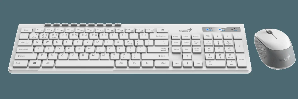 Комплект клавиатура+мышь Genius SlimStar 8230 беспроводной, USB + Bluetooth, 1000 DPI, белый