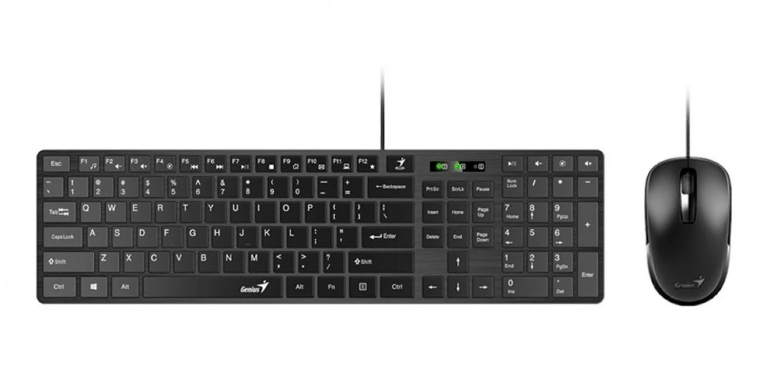 Комплект клавиатура+мышь Genius SlimStar C126 проводной, USB, 1000 DPI, чёрный