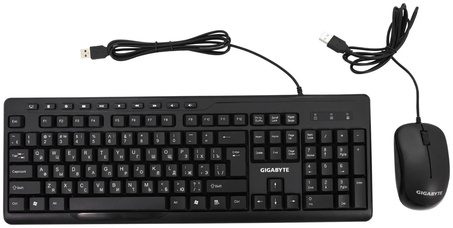 Комплект клавиатура+мышь Gigabyte GK-KM6300 проводной, USB, 1000 DPI, чёрный