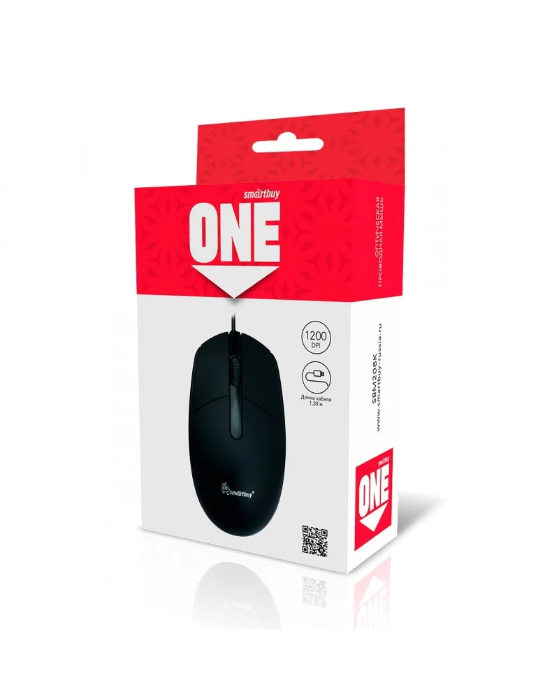 Мышь проводная Smartbuy ONE 208 черная (SBM208K)