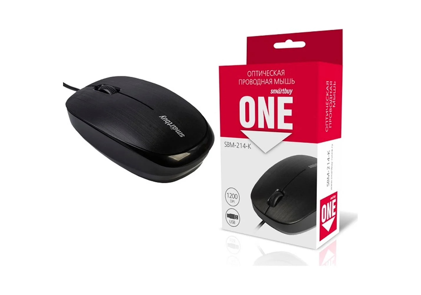 Мышь проводная Smartbuy ONE 214-K черная SBM-214-K