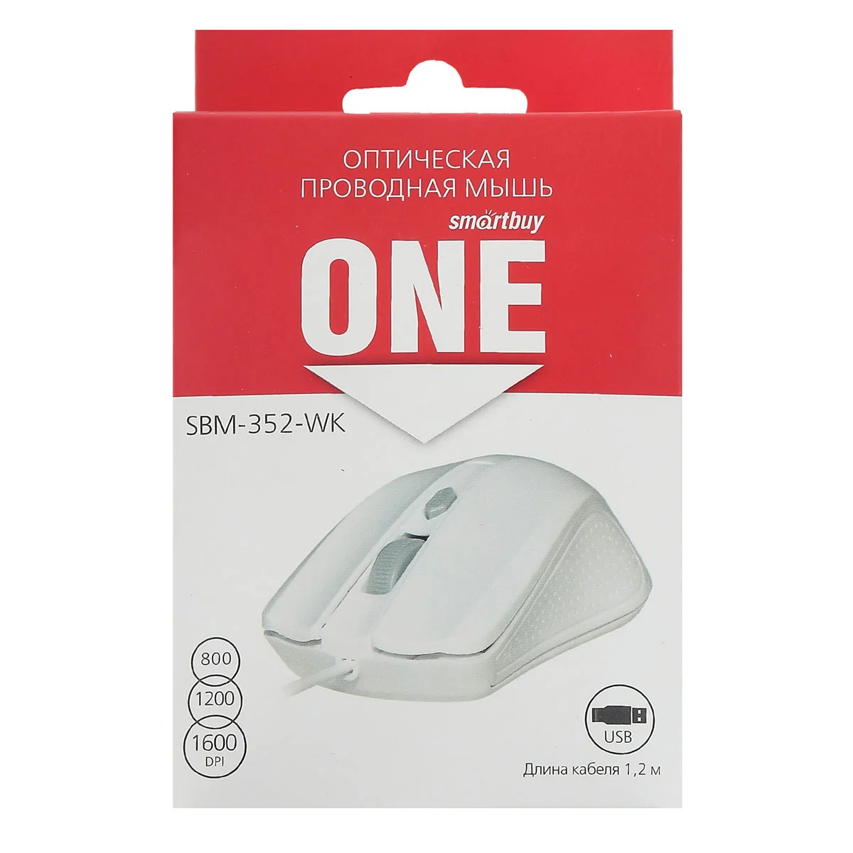 Мышь проводная Smartbuy ONE 352 белая SBM-352-WK