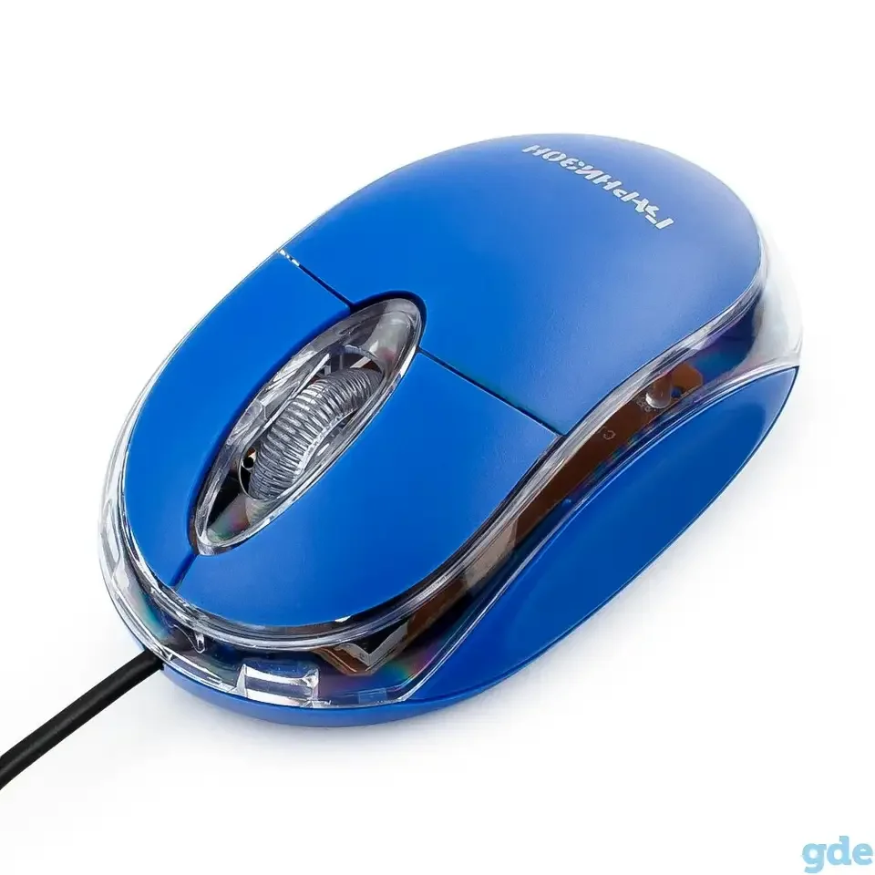 Мышь проводная Гарнизон GM-100B синий, 1000 dpi, USB, кнопки - 3