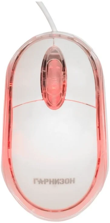 Мышь проводная Гарнизон GM-100W белый, 1000 dpi, USB, кнопки - 3