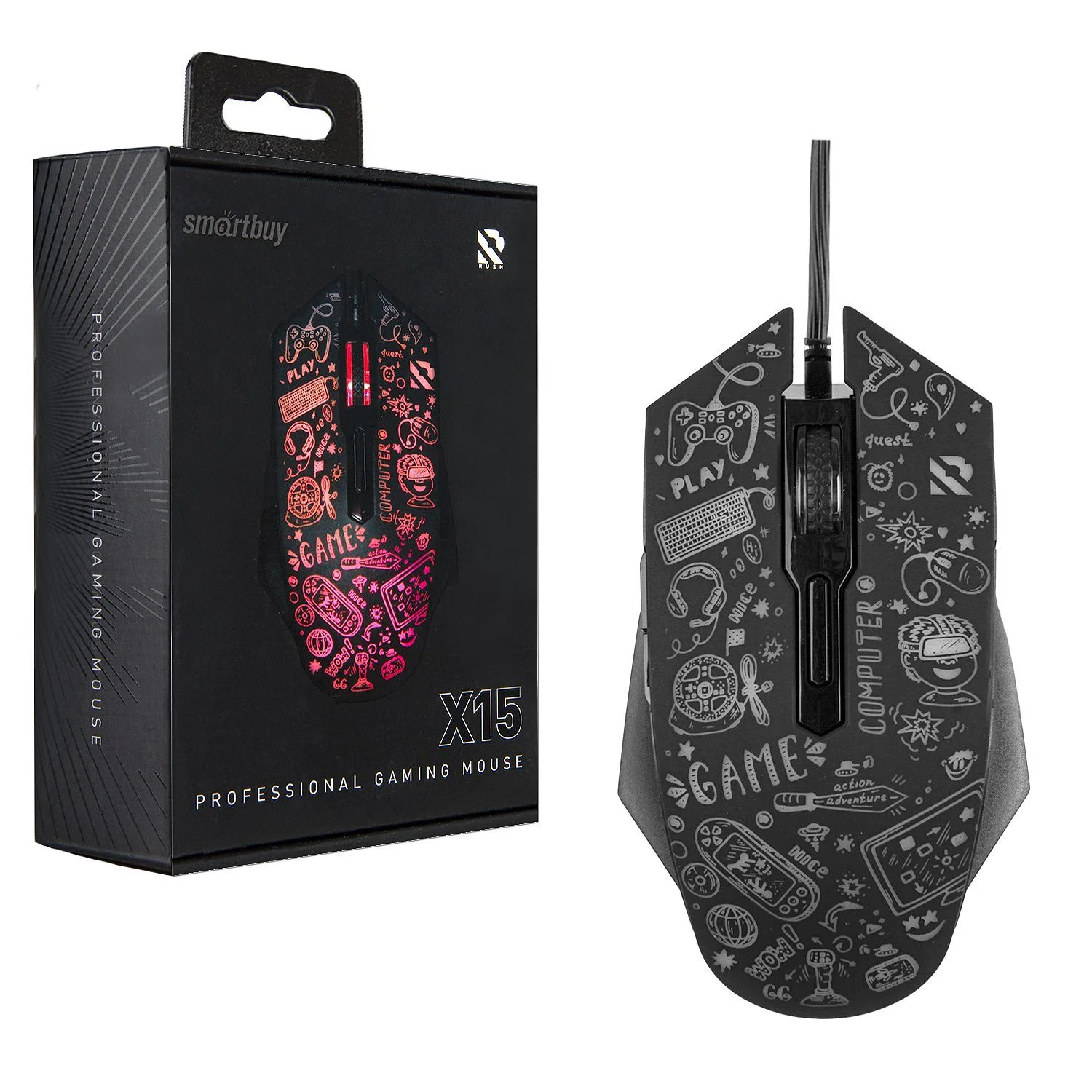 Мышь проводная игровая Smartbuy (SBM-745G-K) RUSH X15 серный
