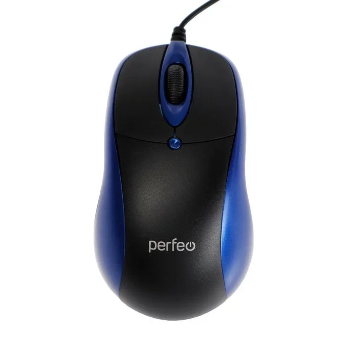 Мышь проводная оптическая Perfeo "ORION", 3 кн, DPI 1000, USB, черный/синий PF_A4792