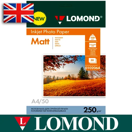 Фотобумага LOMOND 250 г/м2 А4 односторонняя матовая 50 л.