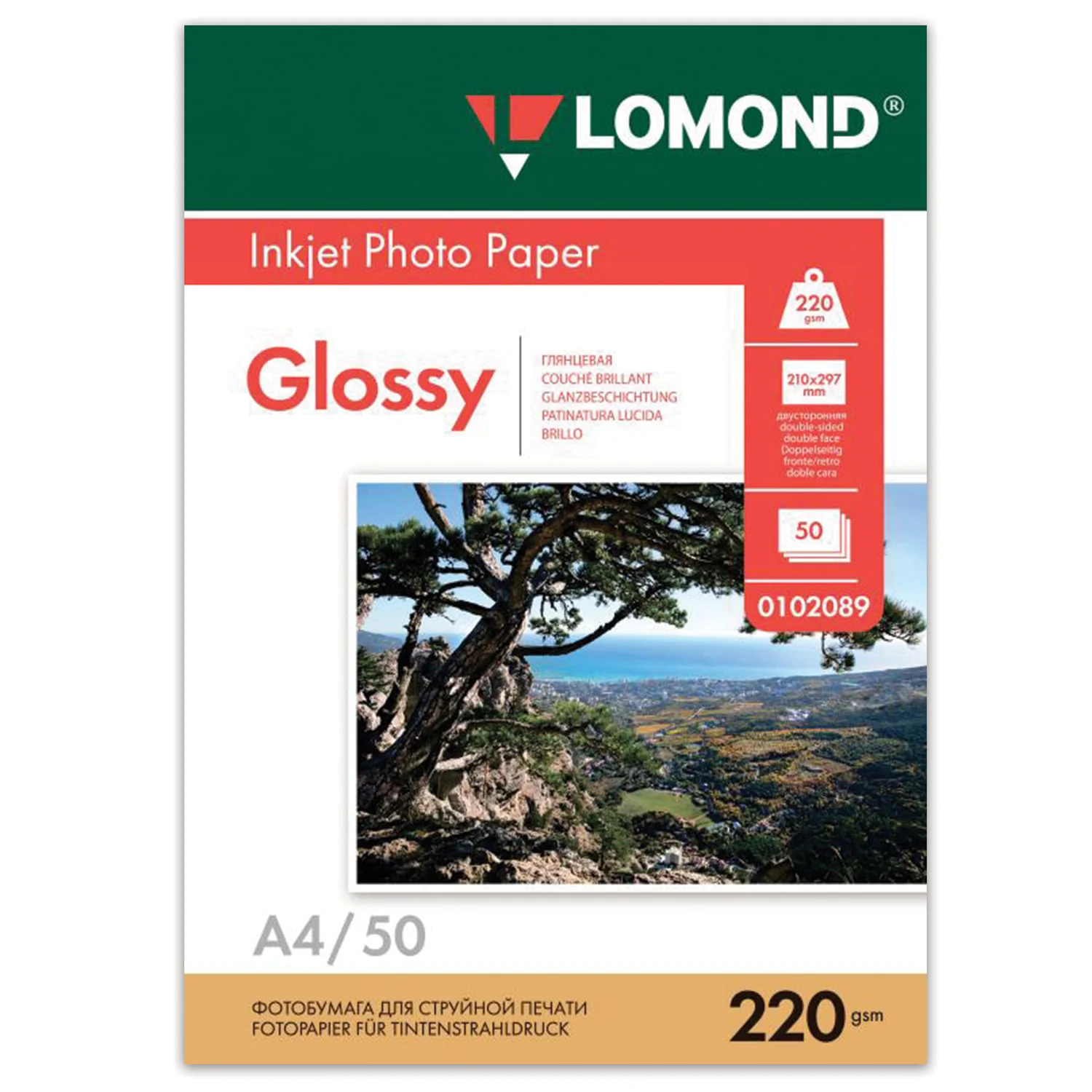 Фотобумага LOMOND Двусторонняя глянцевая A4/220/50л.