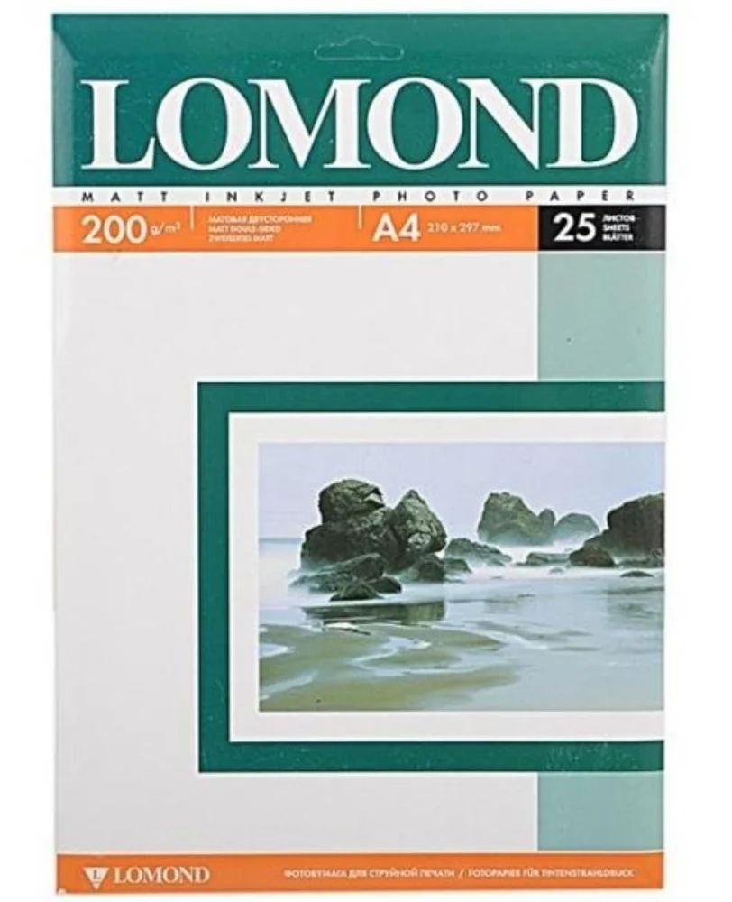 Фотобумага LOMOND Двусторонняя Матовая/Матовая A4/200/25л.